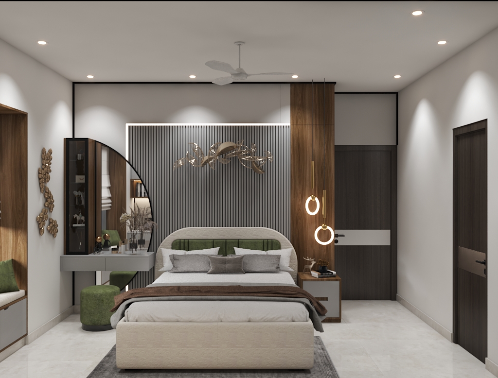 Cozy Bedroom Retreat with warm lighting
