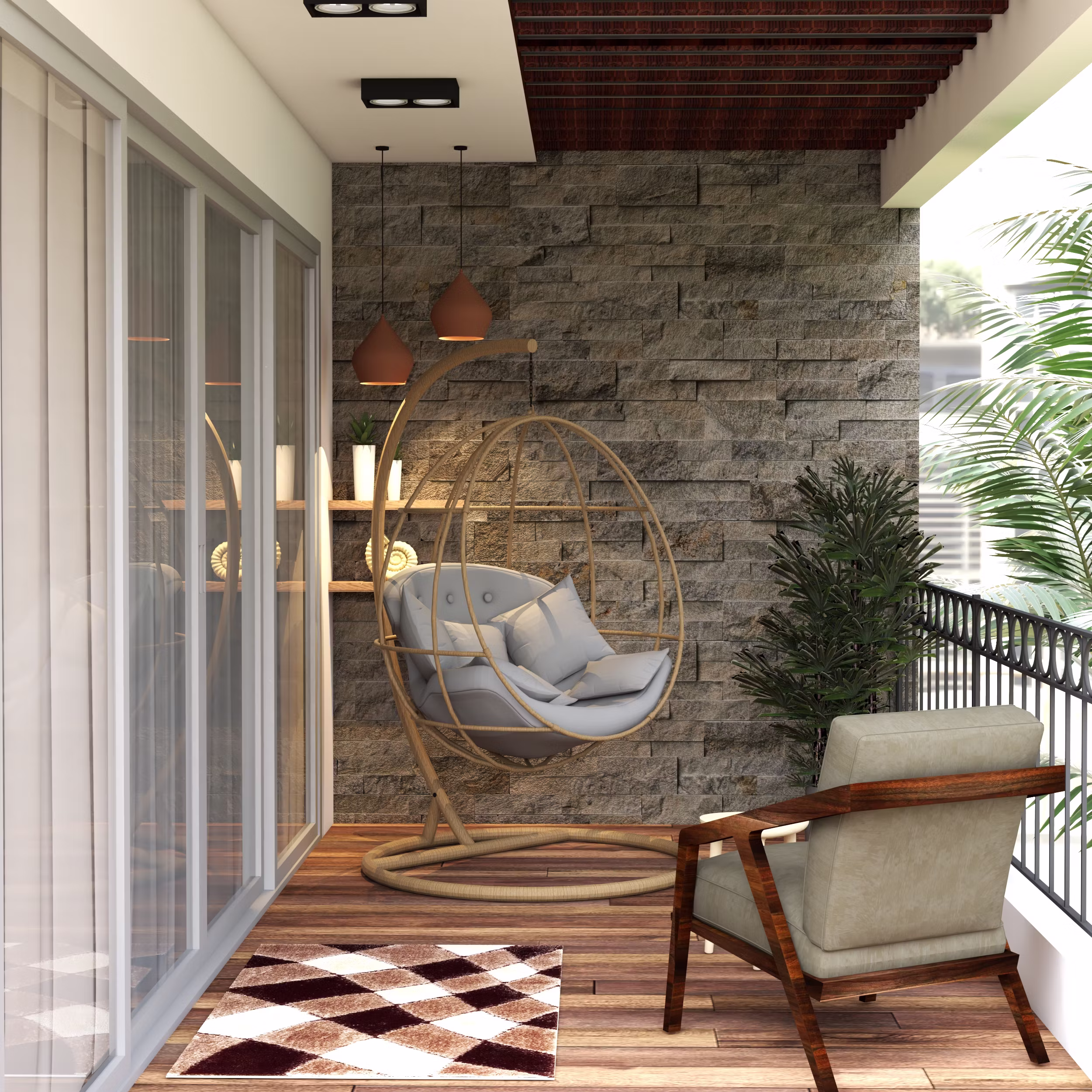 Modern Balcony with a swing
