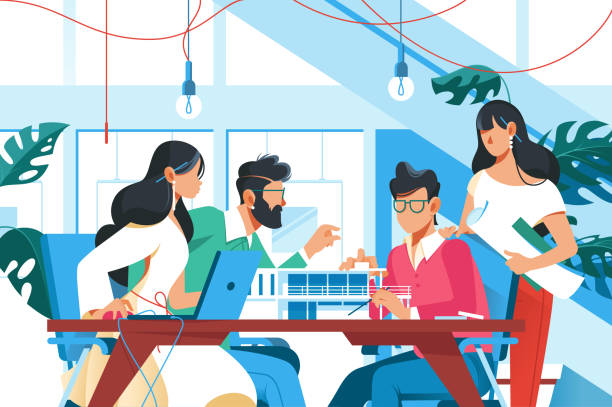 Team of interior designers collaborating